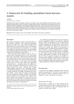 A framework for building spreadsheet based decision models