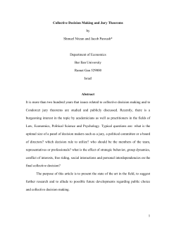 1 Collective Decision Making and Jury Theorems by Shmuel Nitzan