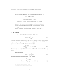 ON CERTAIN CLASSES OF FUNCTIONS DEFINED BY