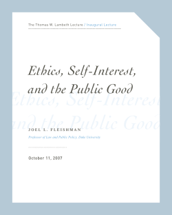 Ethics, Self-Interest, and the Public Good