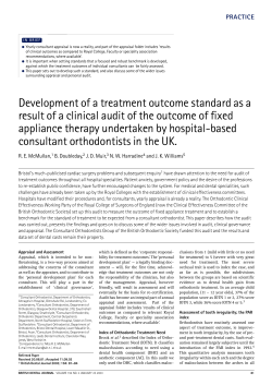 Development of a treatment outcome standard as a result of