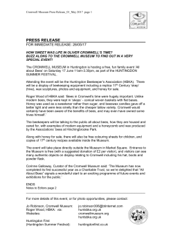 bees press release - The Cromwell Museum