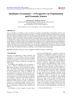 Qualitative Economics&mdash;A Perspective on Organization and
