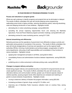 IN-YEAR REVIEW OF PROGRAM SPENDING TO DATE Pauses and
