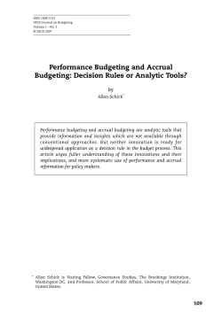 Performance Budgeting and Accrual Budgeting: Decision Rules or
