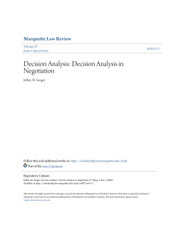 Decision Analysis in Negotiation - Marquette Law Scholarly Commons