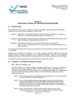 Module 6 - Proficiency Testing (PT) and Round - AIHA