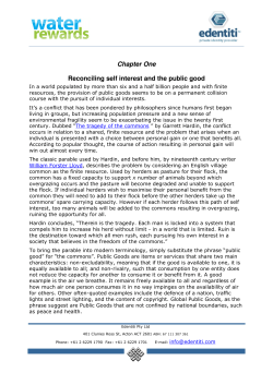 Chapter One Reconciling self interest and the public good