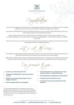 Congratulations Our promise to you&hellip; Let`s set the scene&hellip;