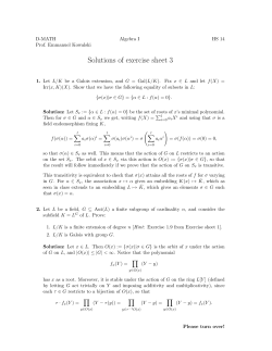 Solutions of exercise sheet 3 - D-MATH