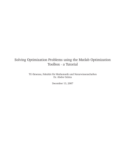 Solving Optimization Problems using the Matlab
