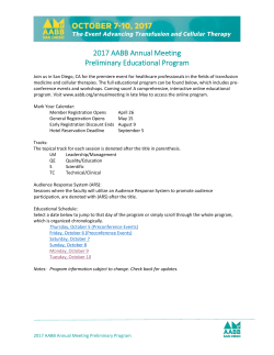 Annual Meeting Preliminary Program 2017