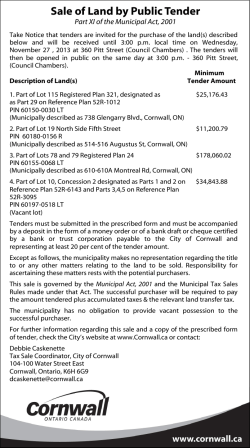 Sale of Land by Public Tender