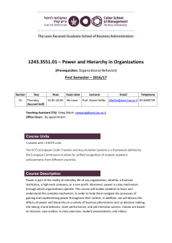 1243.3551.01 &ndash; Power and Hierarchy in Organizations