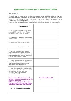Questionnaire for the Policy Paper on Urban Strategic Planning