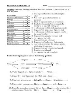 ECOLOGY REVIEW SHEET Name