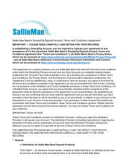 Sallie Mae Bank`s SmartyPig Deposit Account Terms and Conditions