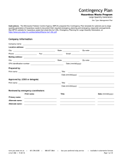 Large Quantity Generator contingency plan template
