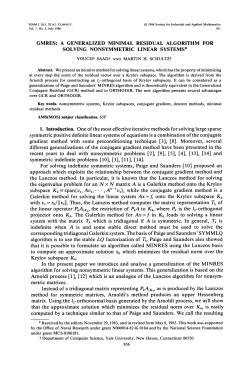 GMRES: a generalized minimal residual algorithm for solving