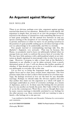 An Argument against Marriage