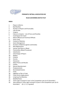 Rules Governing Match Play - Fremantle Netball Association