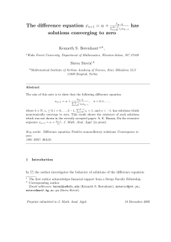 The difference equation xn+1 = &alpha; + has solutions
