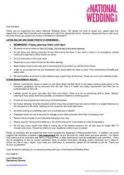 Section 1 &ndash; National Wedding Show Welcome Letter
