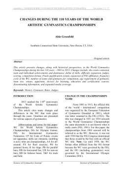 changes during the 110 years of the world artistic gymnastics