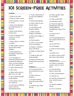 101 Screen-Free Activities - Screen