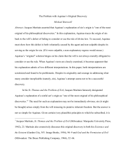 The Problem with Aquinas`s Original Discovery