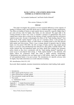 Bank Capital and Lending Behavior: Empirical Evidence for Italy