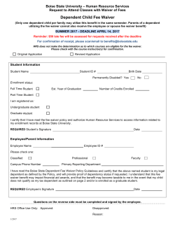 Summer 2017 Dependent Waiver