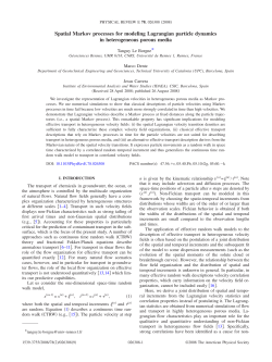 Spatial Markov processes for modeling Lagrangian particle