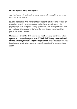 Advice against using visa agents