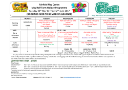 May Half Term Holiday Programme