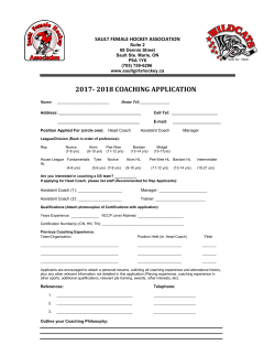 2017- 2018 coaching application - Sault Female Hockey Association