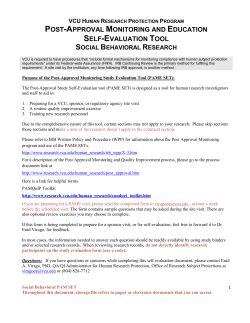 Post Approval Monitoring Study Evaluation Tool (PAM SET)
