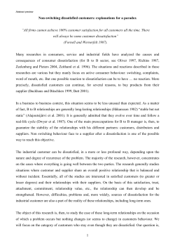 1 Non-switching dissatisfied customers: explanations