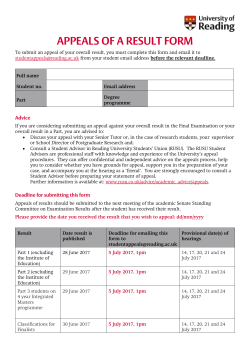 Appeal of Result form - University of Reading
