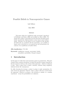 Feasible Beliefs in Noncooperative Games