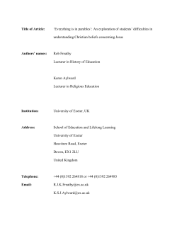 Key Christological Concepts in Religious Education