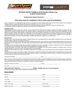 OFFICIAL ENTRY FORM for (Event)