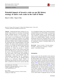 Potential impacts of invasive crabs on one life history strategy of
