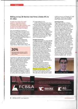 Billing at top 20 lberian law firms climbs 6% to &euro;1.33bn ) >.