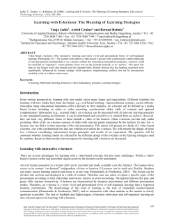 Learning with E-lectures: The Meaning of Learning Strategies