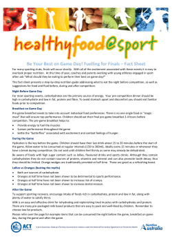 Be Your Best on Game Day! Fuelling for Finals &ndash; Fact