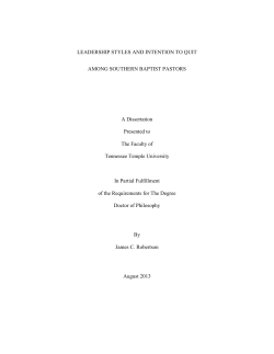 Intention to Quit and Model the Way Leadership Styles