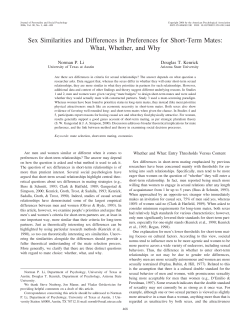 Sex Similarities and Differences in Preferences for Short