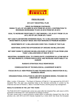 1 PRESS RELEASE 2013-2017 INDUSTRIAL PLAN DRIVE ON