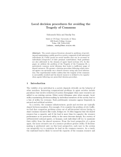Local decision procedures for avoiding the Tragedy of Commons